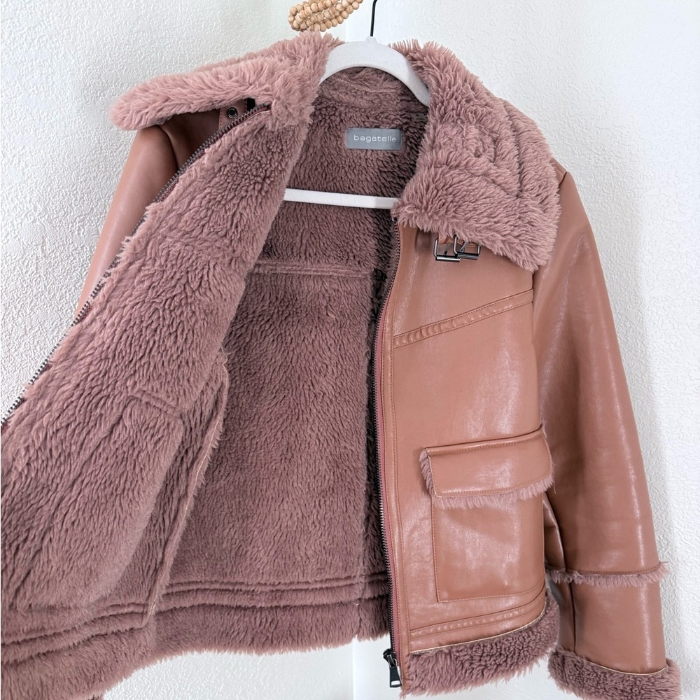 Bagatelle Faux Leather Cognac Jacket - Picture 6 of 7